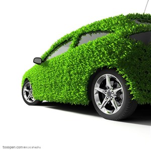 绿色侧面环保汽车创意图