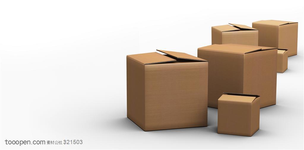 纸箱-摆放在一起的六个纸箱