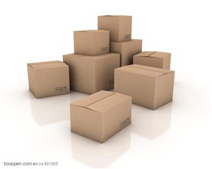 纸箱-堆放在一起的八个纸箱