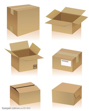 纸箱-竖着整齐摆放的纸盒