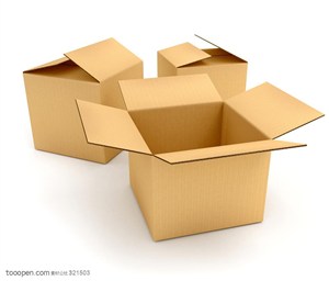纸箱-三个摆放在一起的纸箱