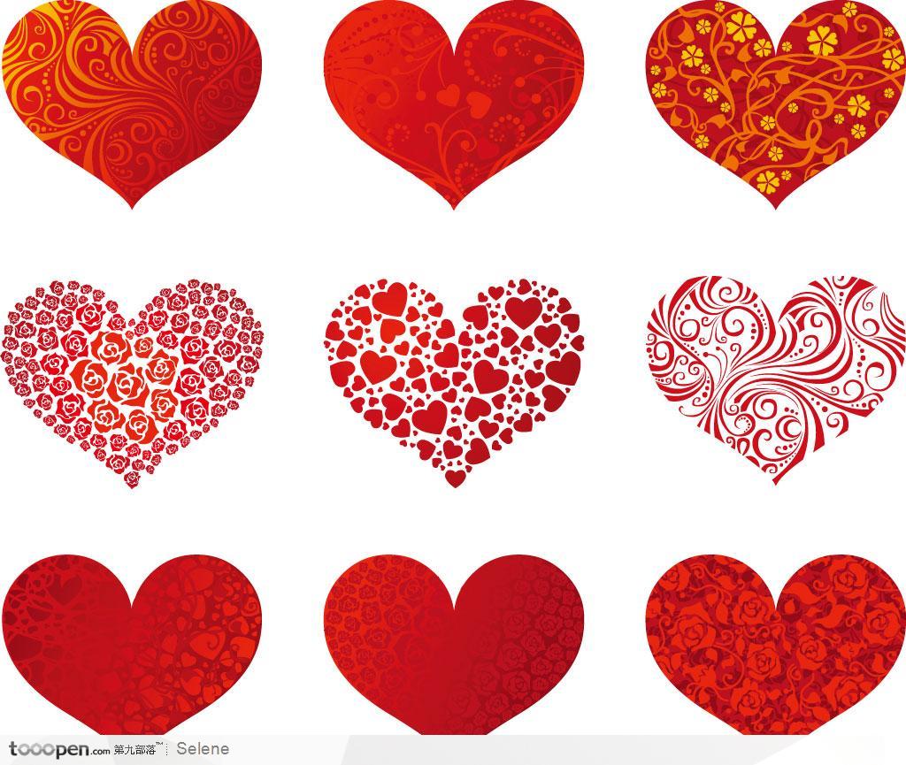 几款红色华丽的情人节心形图片