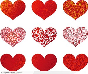 几款红色华丽的情人节心形图片