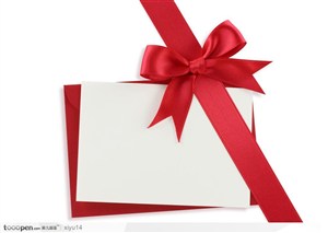 情人节礼物-红色丝带与白色信纸和信封
