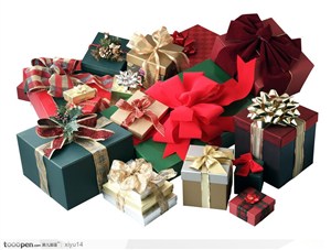 情人节礼物-一堆漂亮的各色节庆礼盒