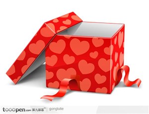 情人节华丽打开的礼物礼盒丝带矢量素材