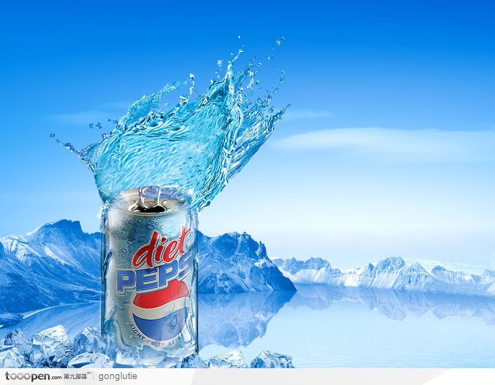 百事可乐-冰川和冰块水波