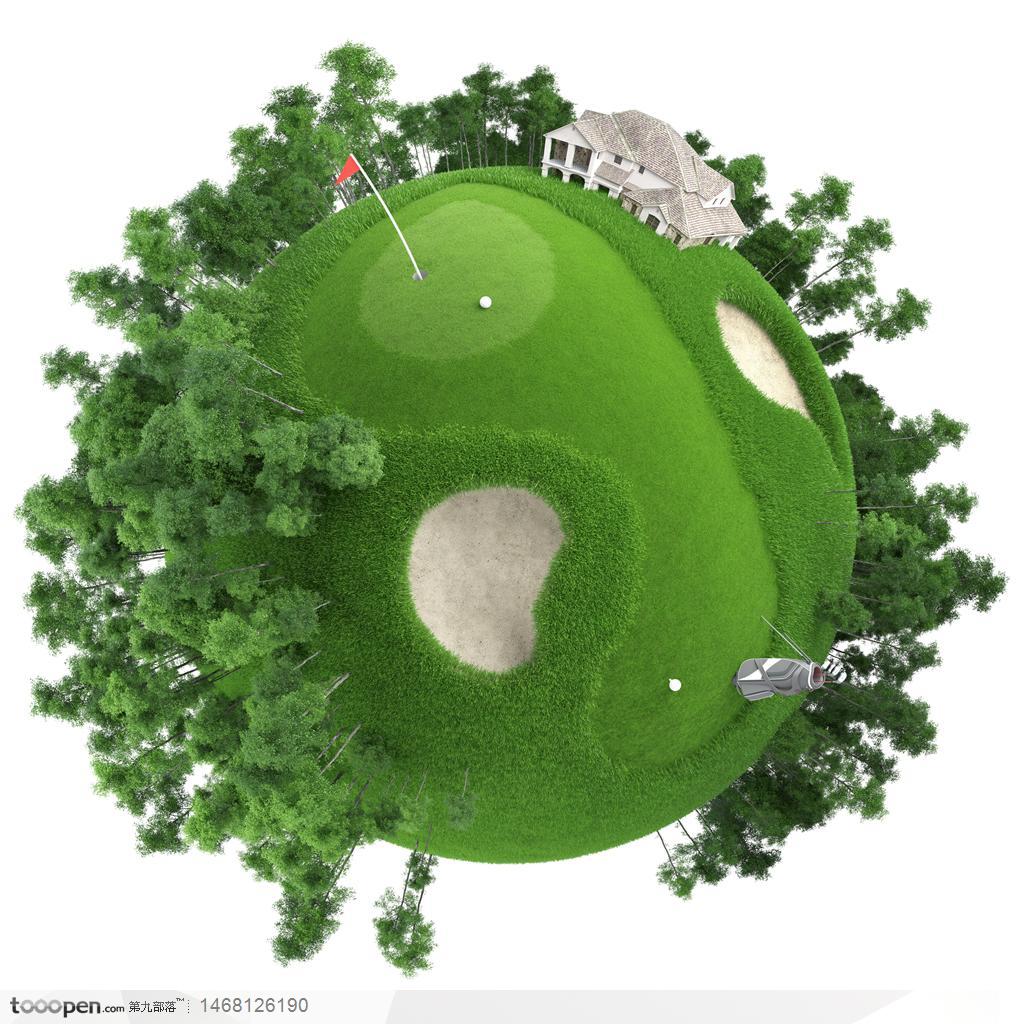 低碳环保房地产广告素材--绿色高尔夫球场创意图片
