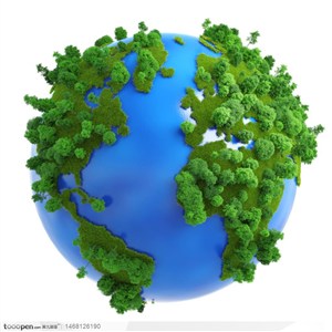 绿色环保低碳生活素材--海洋、森林、地球与世界地图创意图片