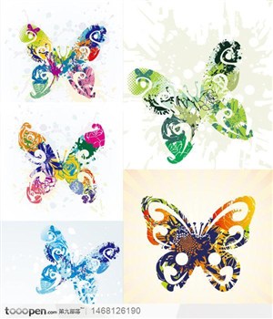 多款美丽绚丽的花蝴蝶图案
