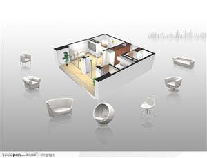 房地户型效果图－－户型立体效果图和家俱模型
