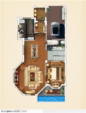 房地产别墅户型效果图－－欧式装修风格