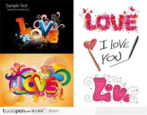 情人节-情人节LOVE艺术字创意设计字体