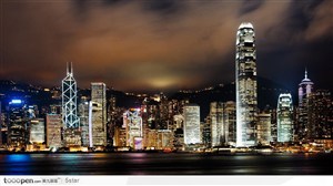香港城市夜景灯光图片