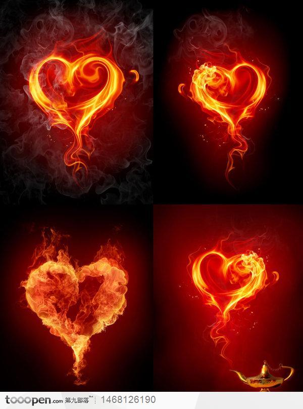 四款火焰效果浪漫心型高清图片