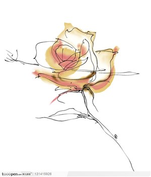 手绘花纹-水彩画金色玫瑰花