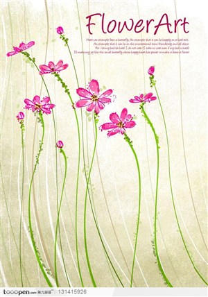 手绘花纹-水彩画背景上的红色小菊花