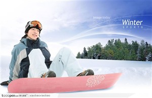 滑雪运动冬季旅游宣传设计素材之雪地上滑雪运动员