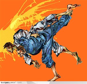 体育馆运动中心展板-手绘水彩国家级跆拳道运动员