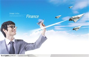 商业金融广告宣传设计素材之纸飞机的男白领