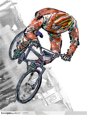 体育馆运动中心展板-手绘水彩国家级山地自行车运动员