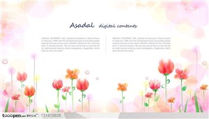 手绘花纹-韩国水彩画背景上的彩绘郁金香