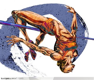 手绘水彩国家级奥运会运动员女子撑杆跳运动员