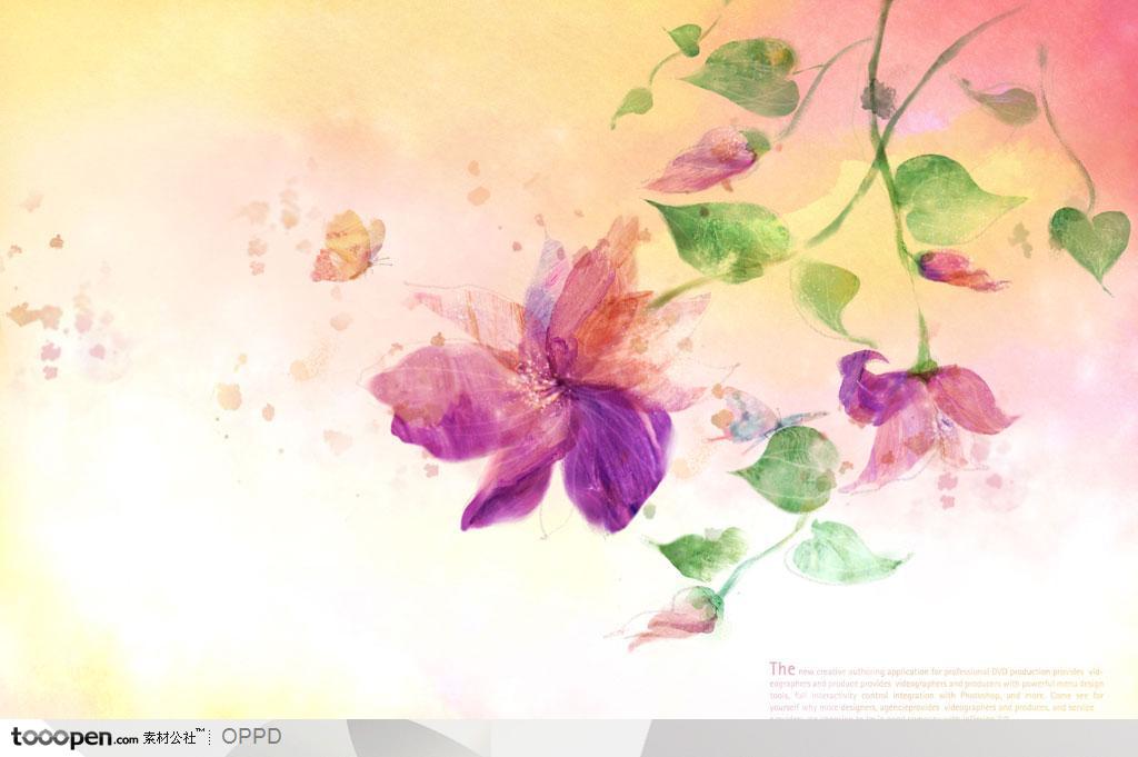 手绘水彩插画春夏盛开的紫色铃兰花朵花卉装饰