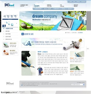 网页库-简约时尚拼版风格商业网站业务页面