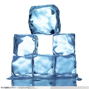冷饮广告元素-六块叠加在一起的晶莹冰块