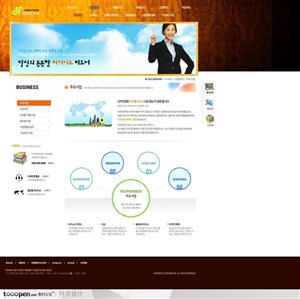 网页库-橘黄底纹背景女性网站业务页面