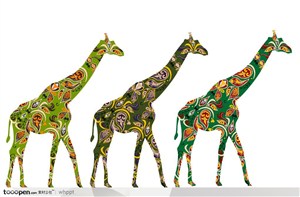 少数民族精美装饰画——花纹长颈鹿