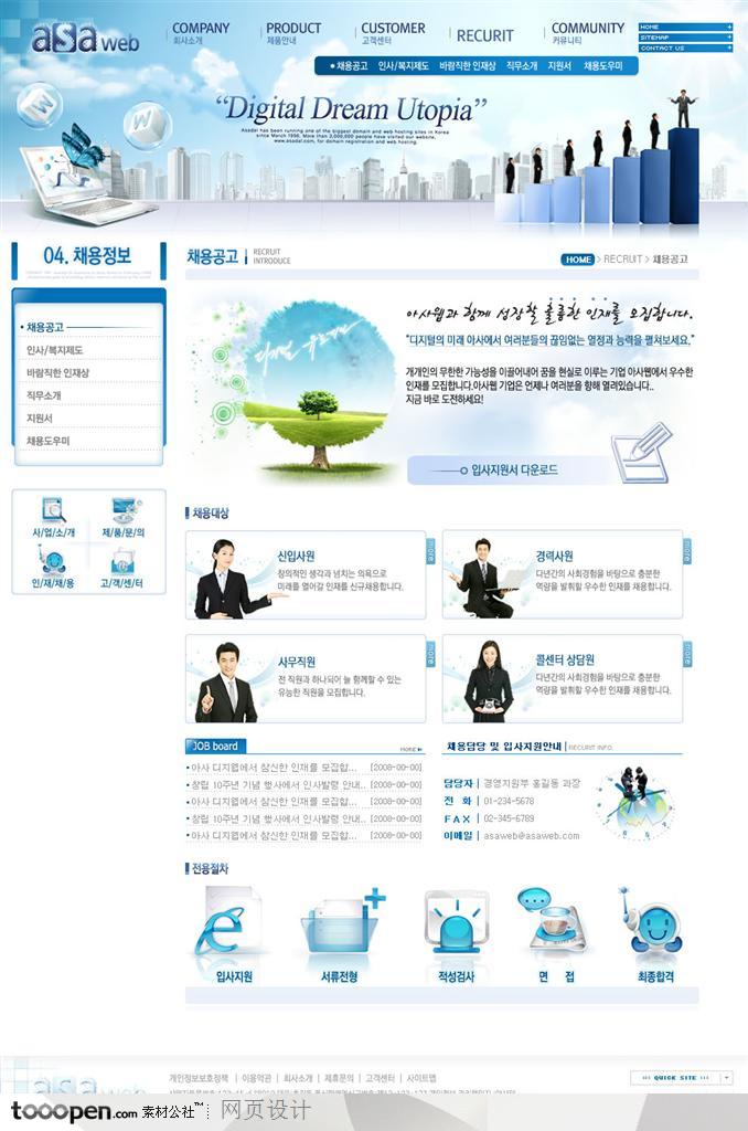 网页库-浅蓝色数码科技网站人物介绍页面