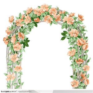 手绘水彩花朵花纹-花门-婚庆设计素材