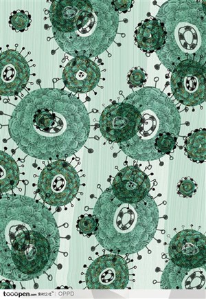 梦幻背景花纹-绿色水墨肌理细胞细菌纹样花纹背景底纹