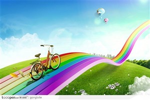 七色彩虹大道PSD创意图片.zip