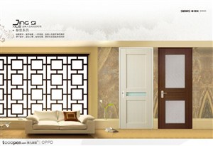 室内装饰设计-简洁室内装饰木质飘窗和木门