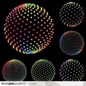 圆点组成的幻彩球矢量素材