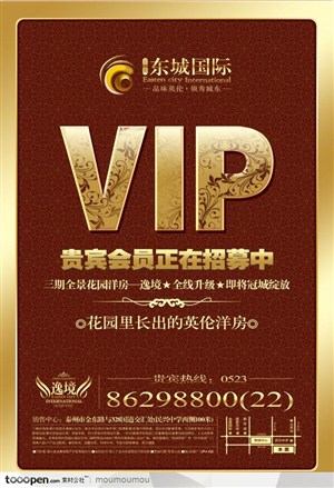 房地产报纸广告-东城国际VIP召集活动广告-西式花纹背景
