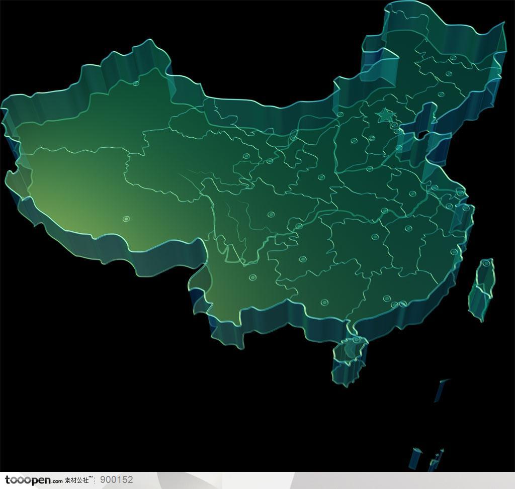立体的中国地图 省会图