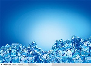 冰爽夏日元素-蓝色冰块