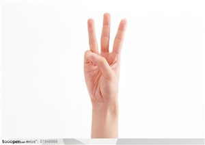 人物手势元素-手指数字三的手势特写