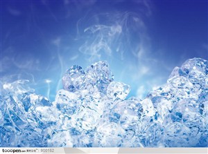 冰爽夏日元素-蓝色冰块