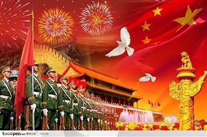 新春春节元素-2011年新年建军节中华柱鸽子