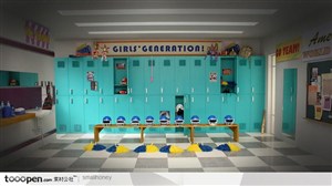 体育运动教室图片素材-橄榄球运动更衣室