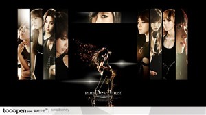 火辣辣的漂亮美女模特图片素材-韩国美少女组合音乐海报