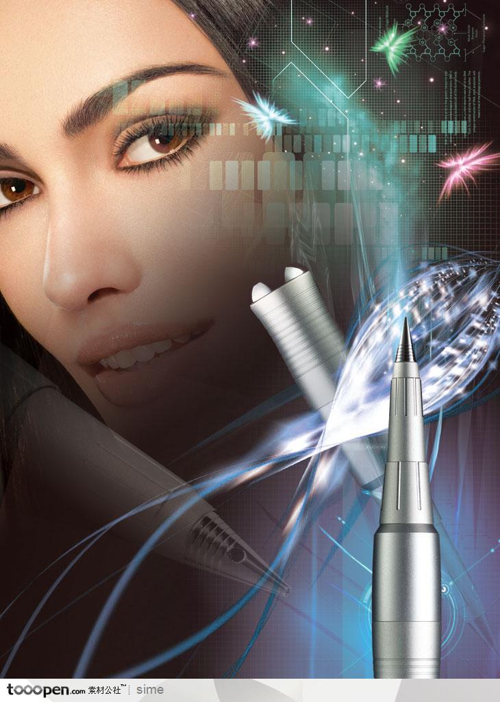 美容化妆品广告元素-外国魅力女人电眼眼线笔