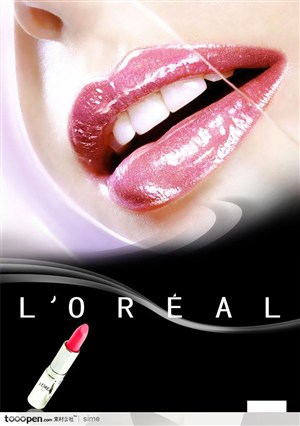 LOREAL化妆品广告元素-丰润嘴唇特写