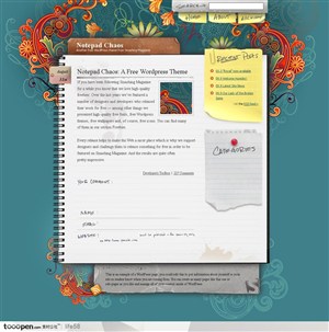 网页库-笔记本学习花纹创意国外英文网页设计模板