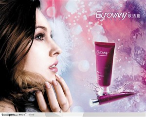 美容化妆保养品广告元素-欧洁曼美容化妆品魅力女人侧面特写